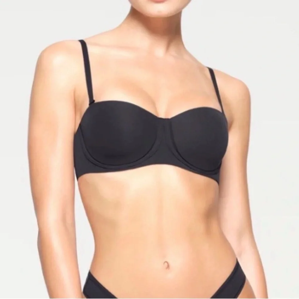 Skims Fits Everybody Strapless Convertible Lined Demi Onyx Black Sz 42DDDD NWT - Picture 4 of 14